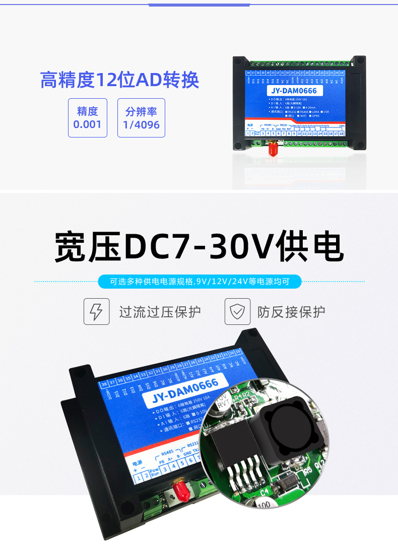 云平臺 DAM-0666 GPRS版 遠(yuǎn)程數(shù)采控制器寬壓供電