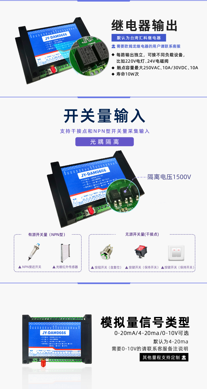 云平臺 DAM-0666 GPRS版 遠(yuǎn)程數(shù)采控制器開關(guān)量輸入