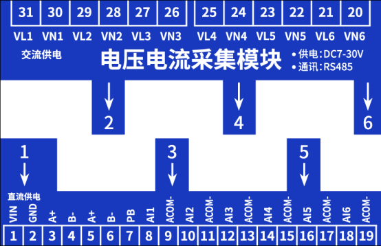 聚英電壓電流采集模塊接口說明