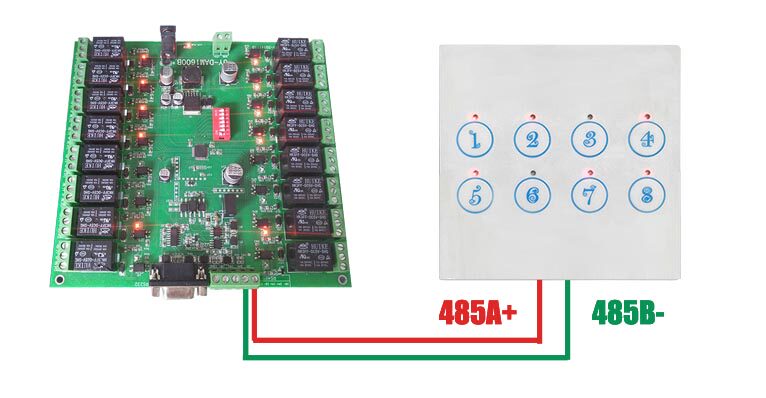 16路按鍵板 485通訊版485通訊接線